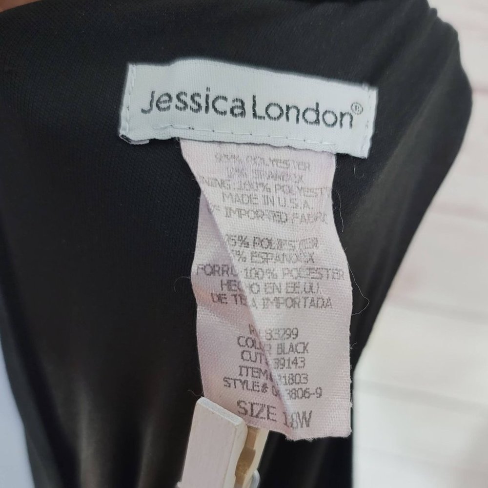 Jessica London evening gown maxi dress black 18W rhinestones sleeveless keyhole - Picture 8 of 8